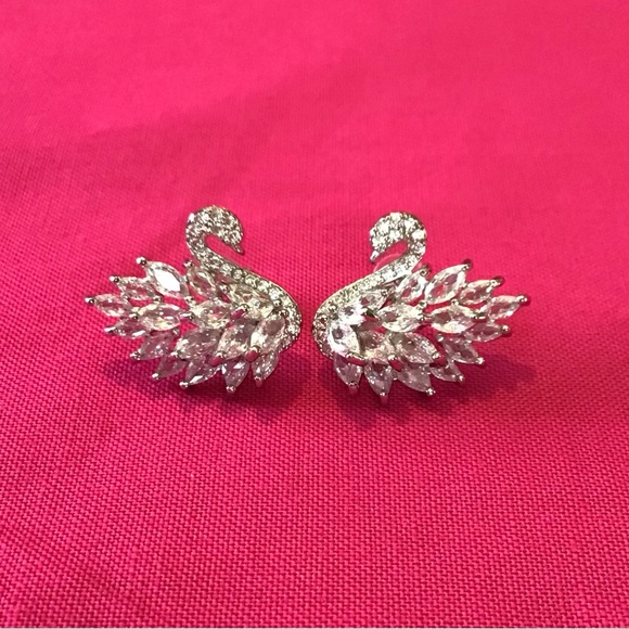 Jewelry - SOLD S925 Cubic Zirconia Swan Stud Earrings